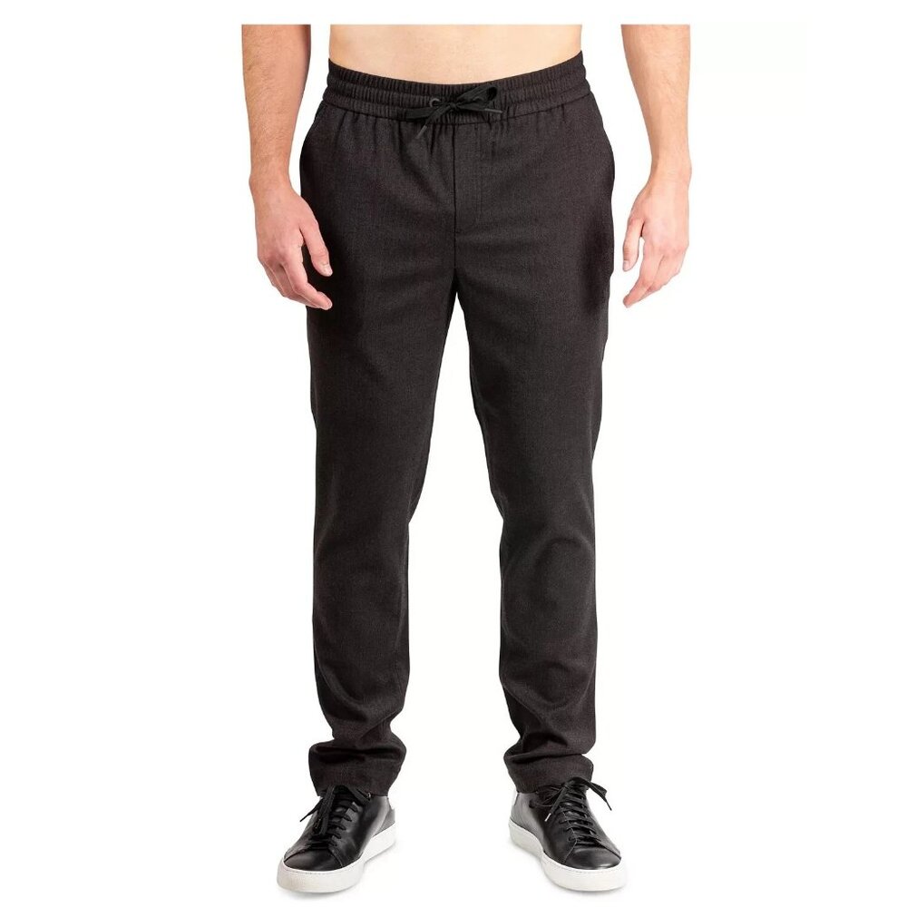 Natori Men's Dogen Casual Drawstring Elastic Waist Pants, Charcoal Black, Large